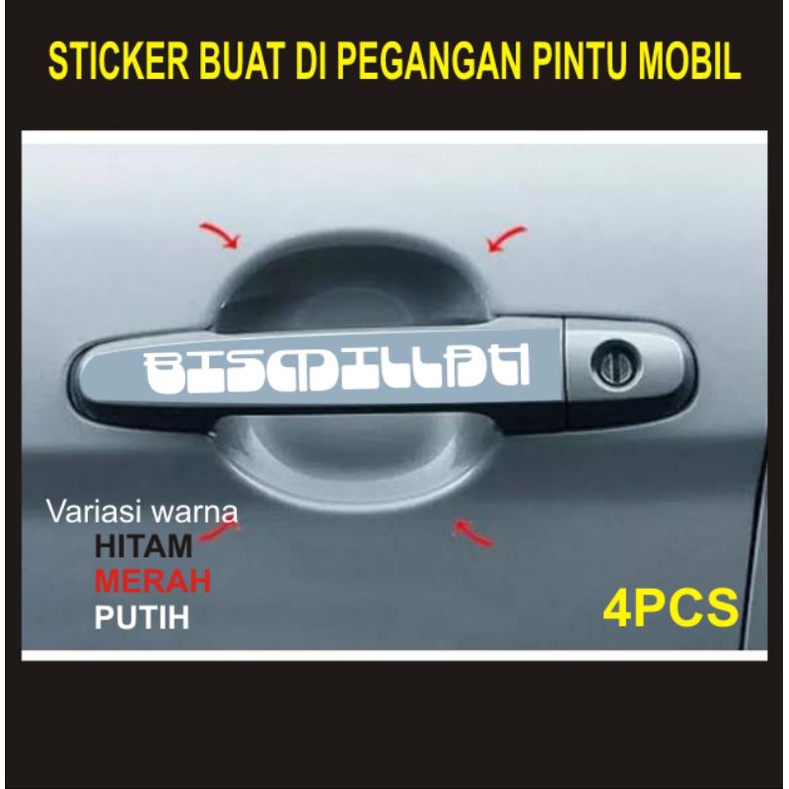 sticker bismillah handle pintu mobil