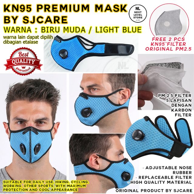 KN95 Premium Mask Masker Olahraga Cycling Sepeda Sport N95 - BIRU MUDA