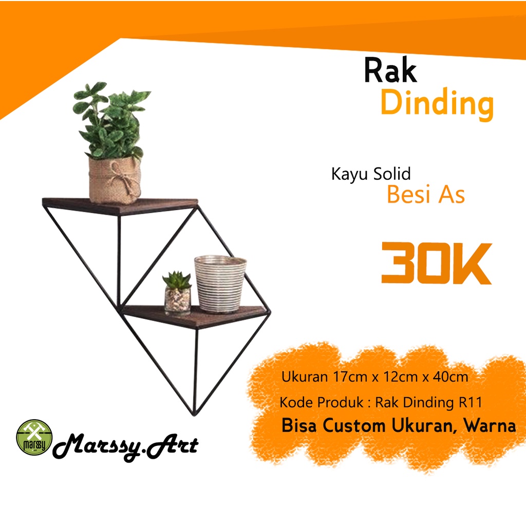 rak dinding kamar tidur aesthetic / rak dinding tempel kayu besi gantung / rak dinding kayu besi