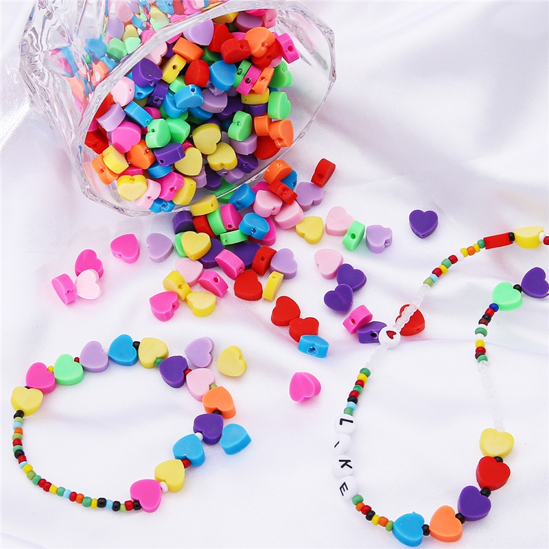 30 pcs/bag Cinta Bentuk Berlubang Lembut Keramik Manik-manik Longgar DIY Perhiasan Spacer Beads Untuk Membuat Perhiasan Gelang Kalung Anting-Anting