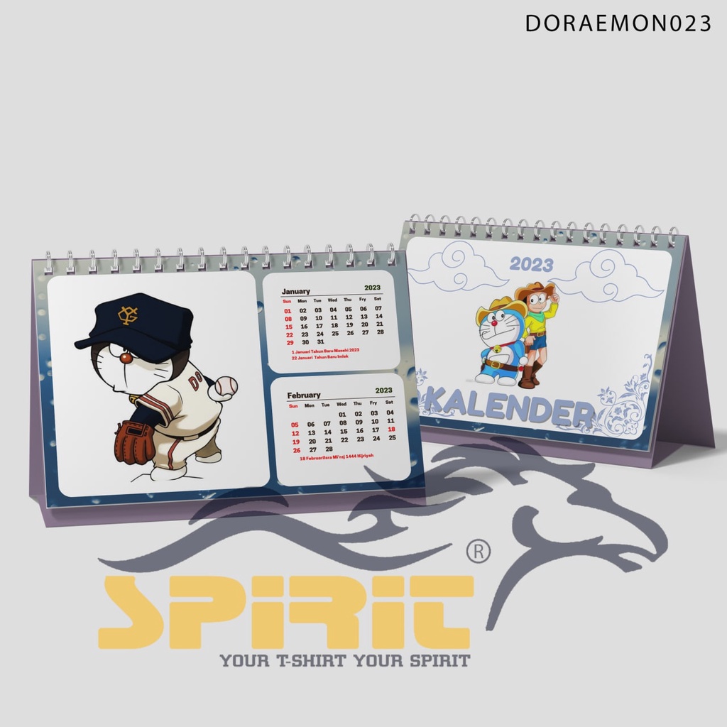 

Kalender Duduk Tahun 2023 / Kalender Meja Tahun 2023 Desian Doraemon Style