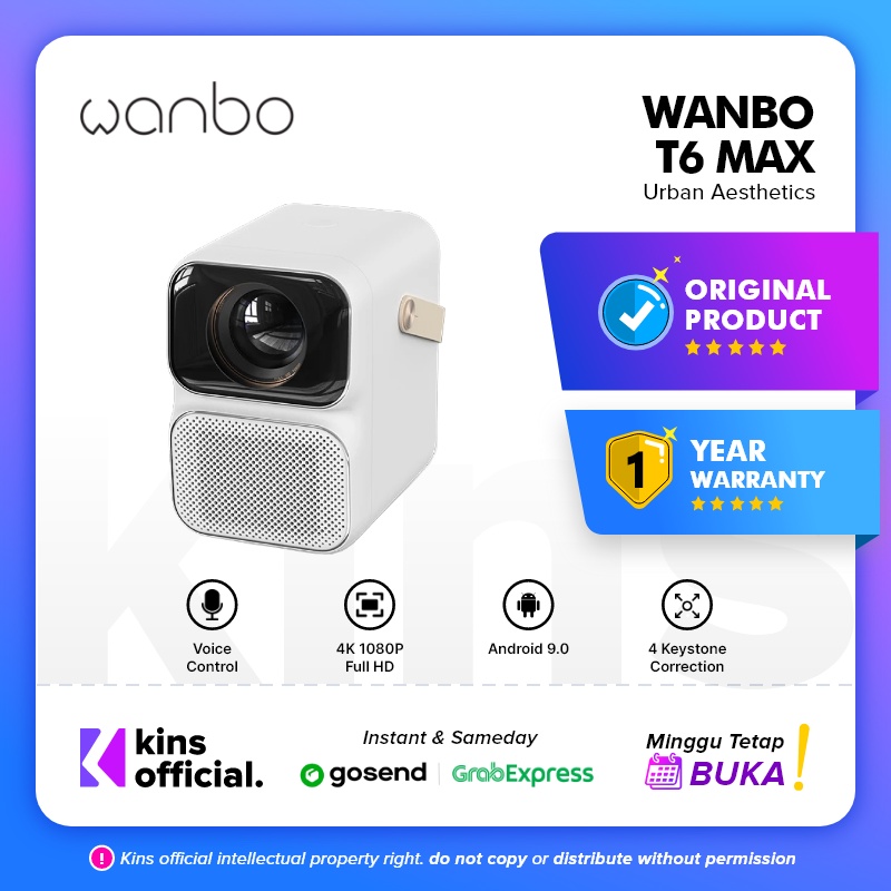 Wanbo T6 Max Projector 1080P 550 ANSI Lumens 2GB + 16GB Android 9.0