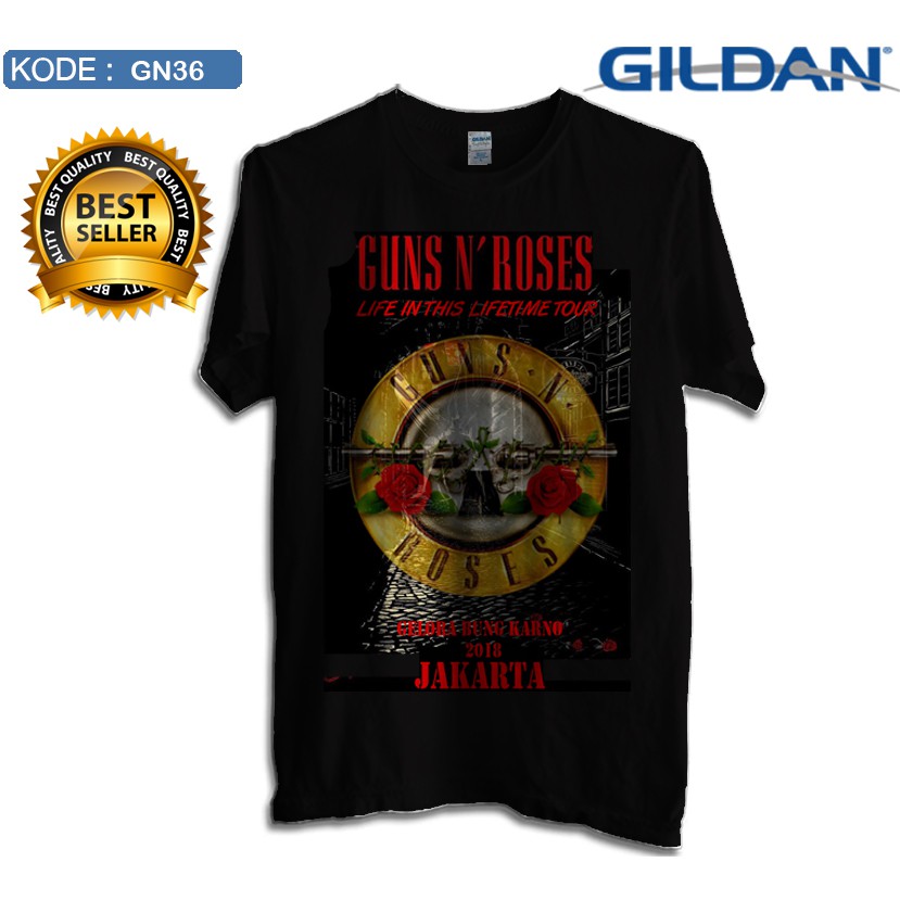 Kaos guns n roses konser jakarta 2018 original gildan softstyle gn36