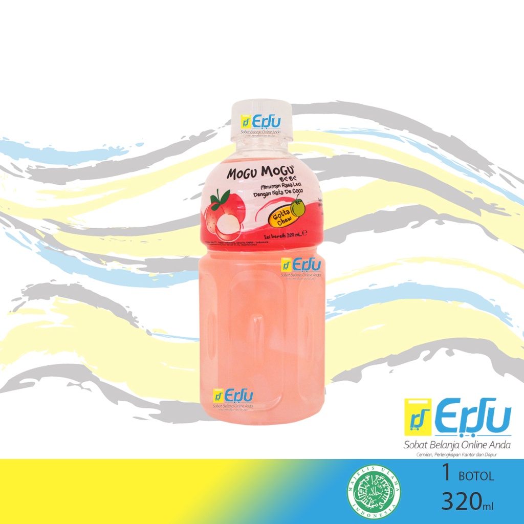 BOTOL Mogu Mogu Leci Minuman Rasa Lychee Dengan Nata De Coco Halal MUI - 320ml
