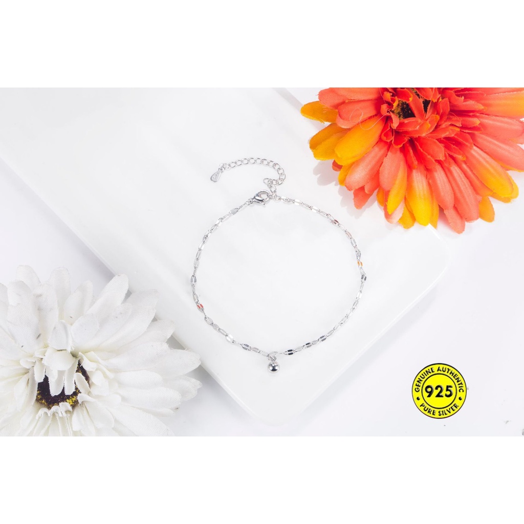 Gelang Kaki Rantai Sterling Silver 925 Dengan Manik-Manik Untuk Wanita