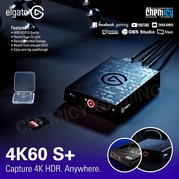 Elgato 4K60 S+ HDR10 Game Capture Card Standalone SD Card Recording