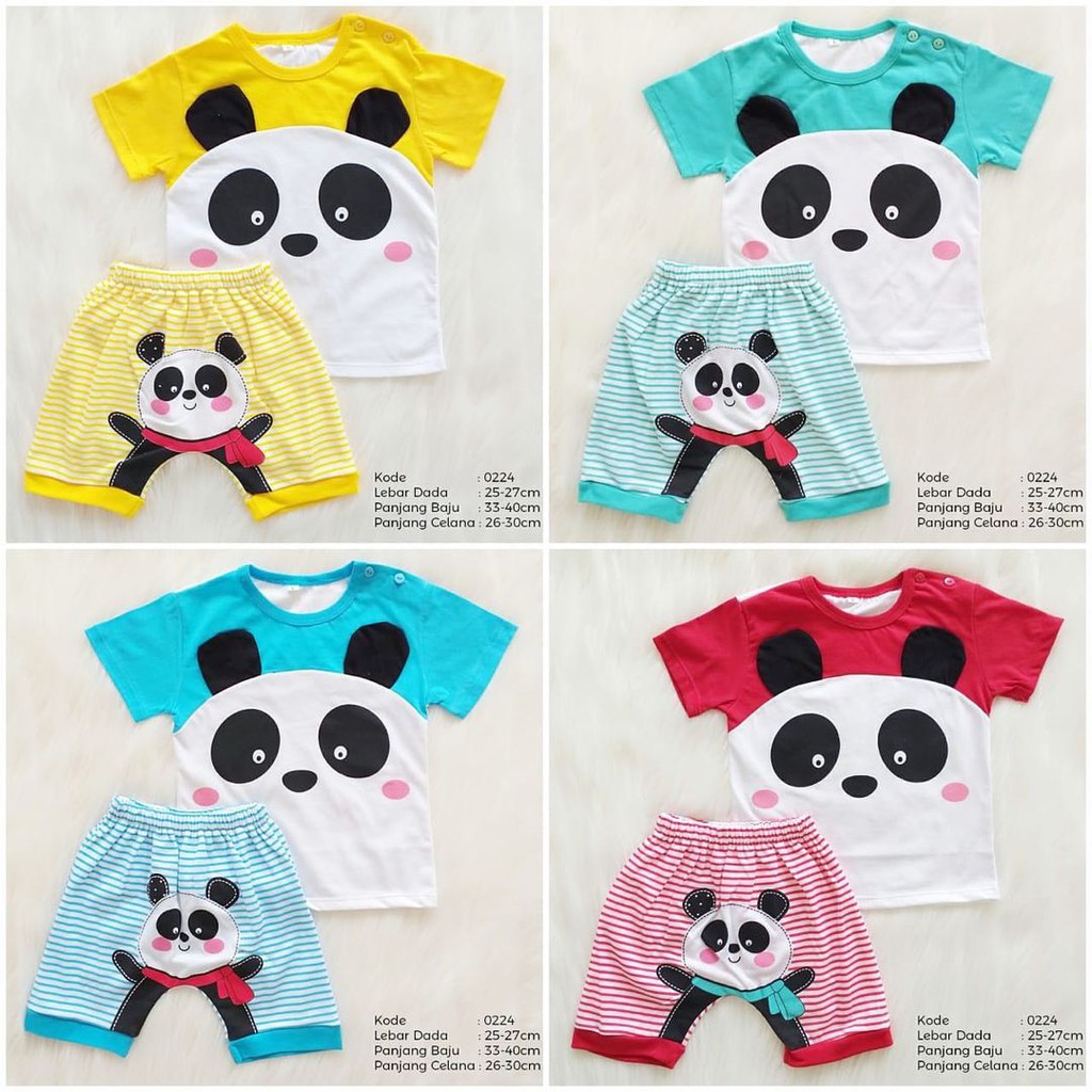 Si Panda / Si Dino Baju Setelan Kaos Celana Pergi Jalan Lucu Fashion Anak Bayi Cowok Laki Terlaris Lucu