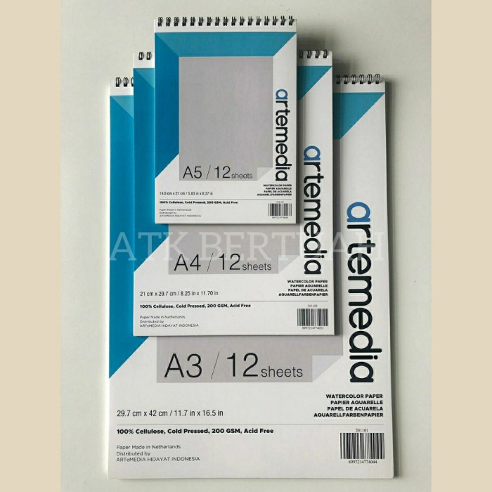 

(DISKON TERMURAH) ARTEMEDIA A3 WATERCOLOR WATER COLOR PAPER KERTAS GAMBAR KHUSUS CAT AIR - ring pad isi 12