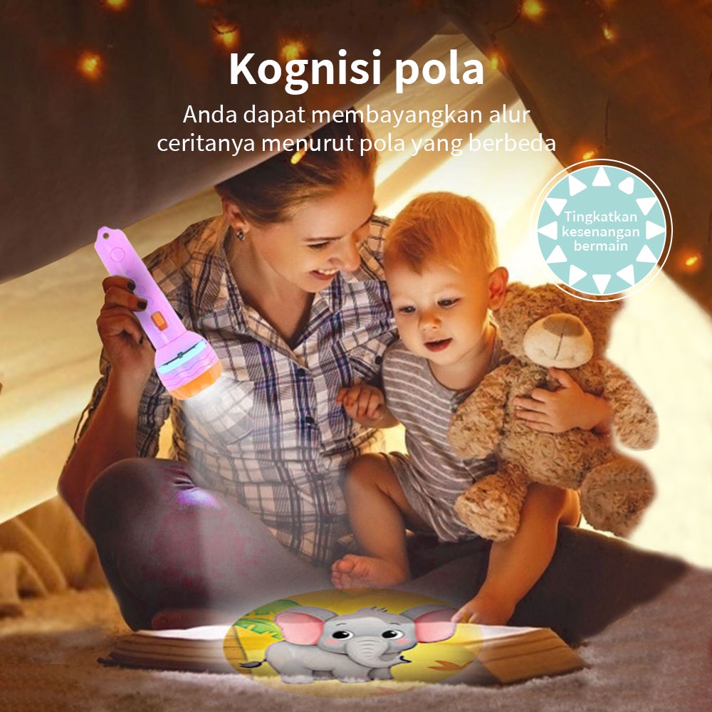 Halobaby Mainan Anak Senter Proyektor [3 Slide] Fun Flashlight / Mainan Proyektor Gambar / Mainan Edukasi