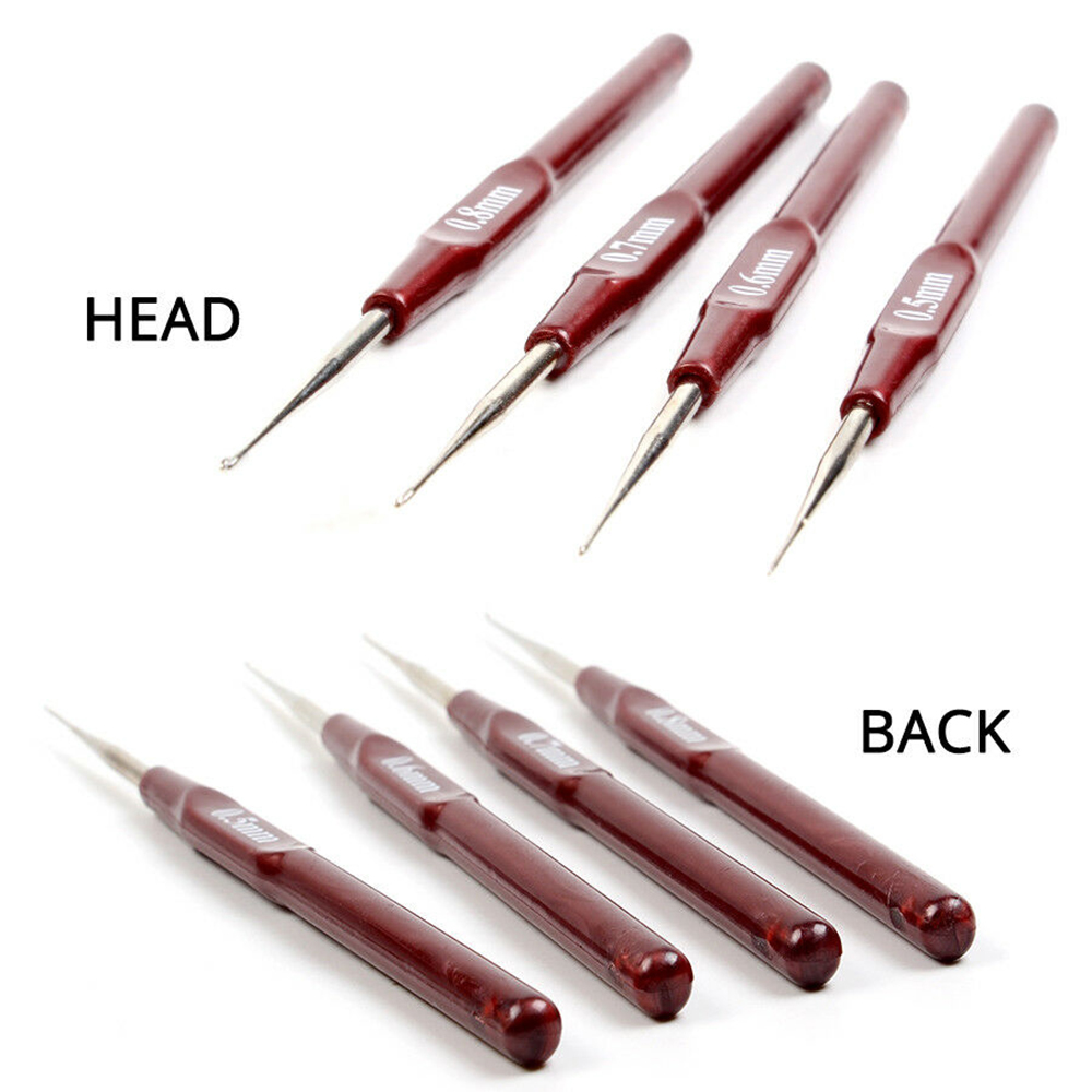 4pcs / Set Jarum Kait Crochet Gagang Plastik Untuk Membuat Wig Rambut Gimbal