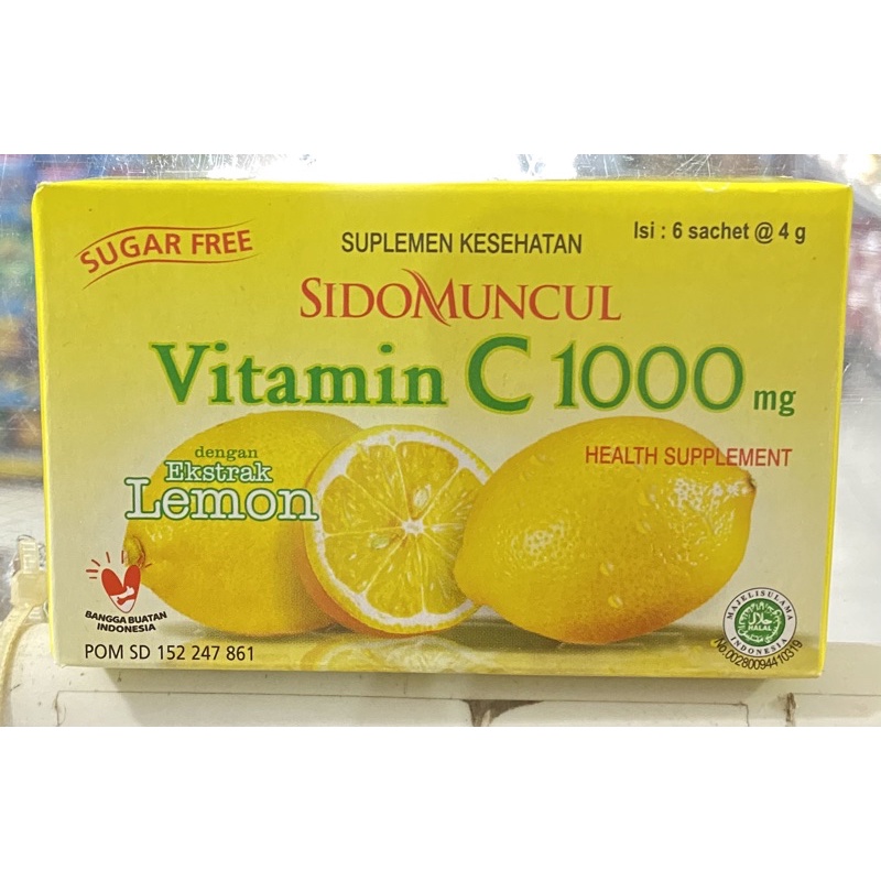 Sidomuncul vitamin C 1000 rasa lemon/ jeruk isi 6 sachet