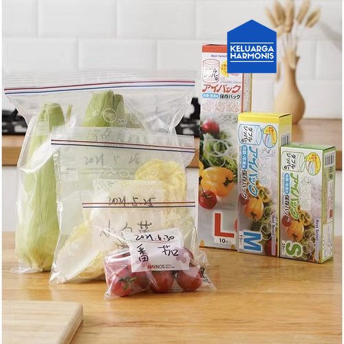 Kantong Plastik Double Ziplock Pembungkus Makanan Sayuran/Buah Penyimpan Kulkas