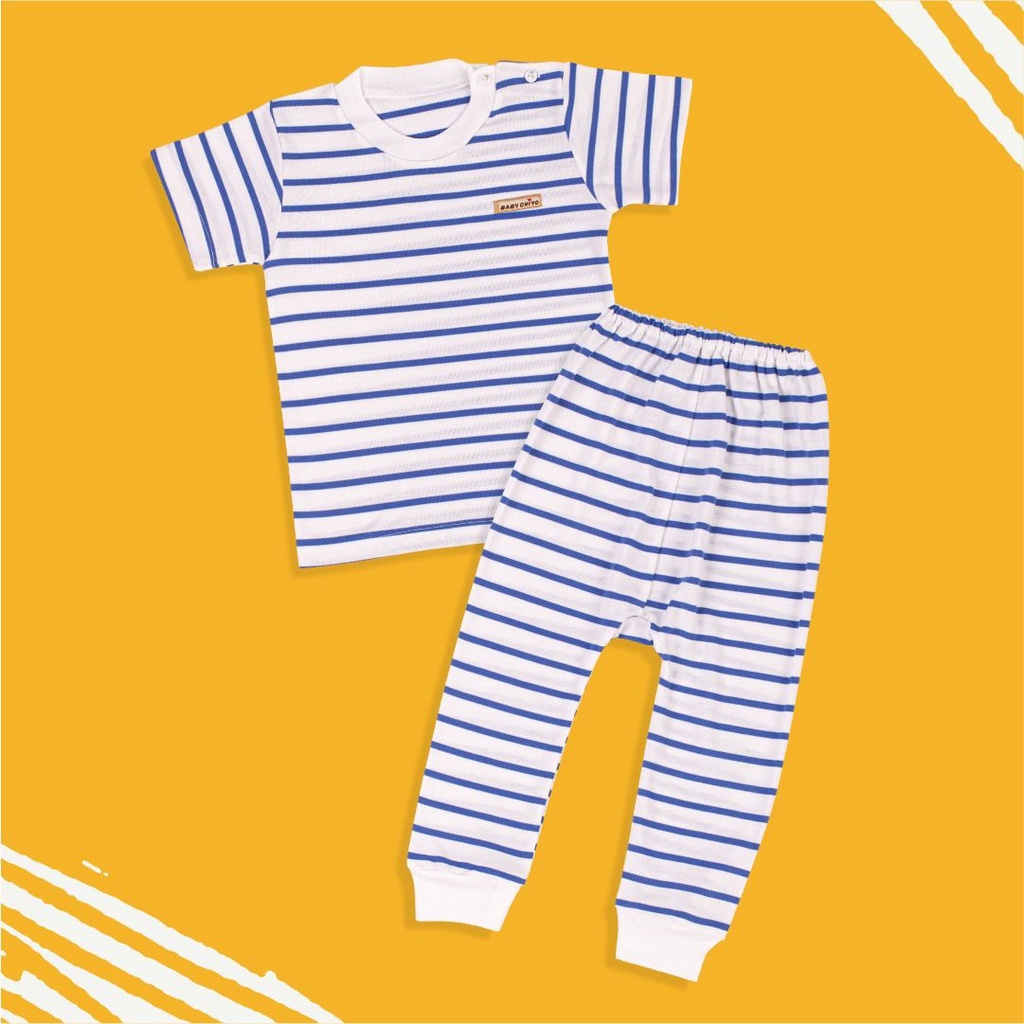 Baby Chiyo Stelan Oblong Pendek & Celana Panjang Motif Stripe
