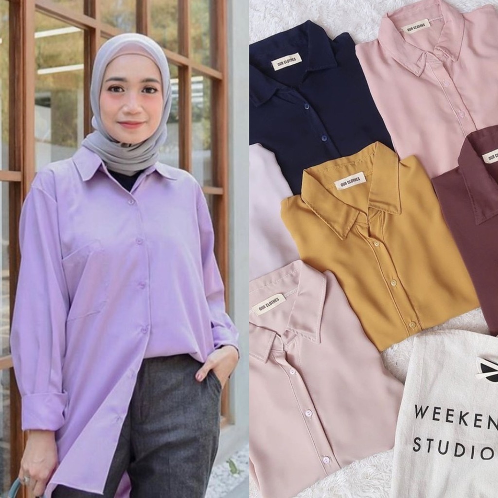 [𝐂𝐫𝐨𝐜𝐮𝐬] - Kemeja Basic Top Wolfis / Atasan Kem Wanita / Kemeja Polos ...