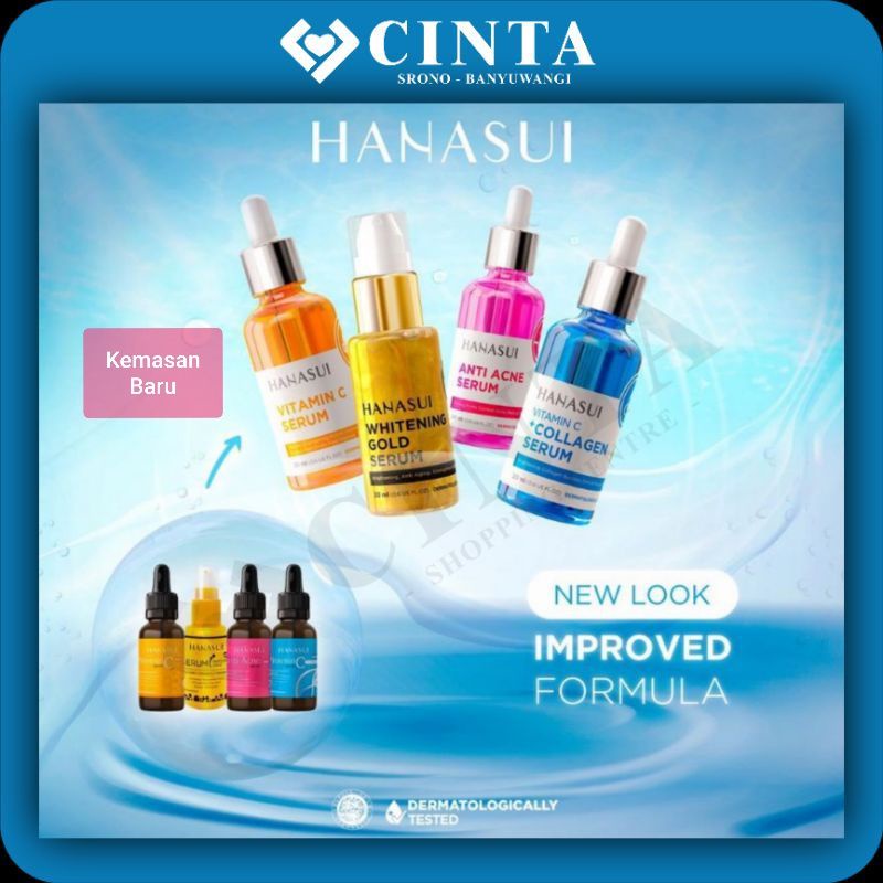 ❤CINTA❤Hanasui Serum Wajah (Face) (Kemasan Baru) Whitening Gold | AntiAcne | Vit C | Collagen