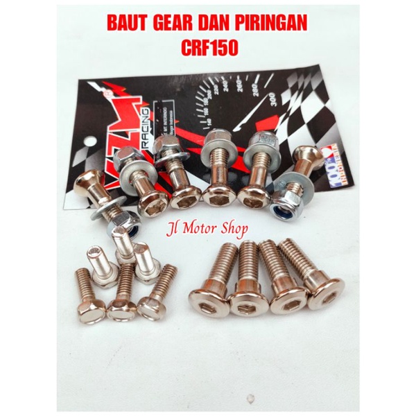 BAUT PIRINGAN CAKRAM DAN GEAR GIR CRF STAINLES VZM RACING - BAUT DISC DAN GIR GEAR CRF STAINLESS VZM RACING