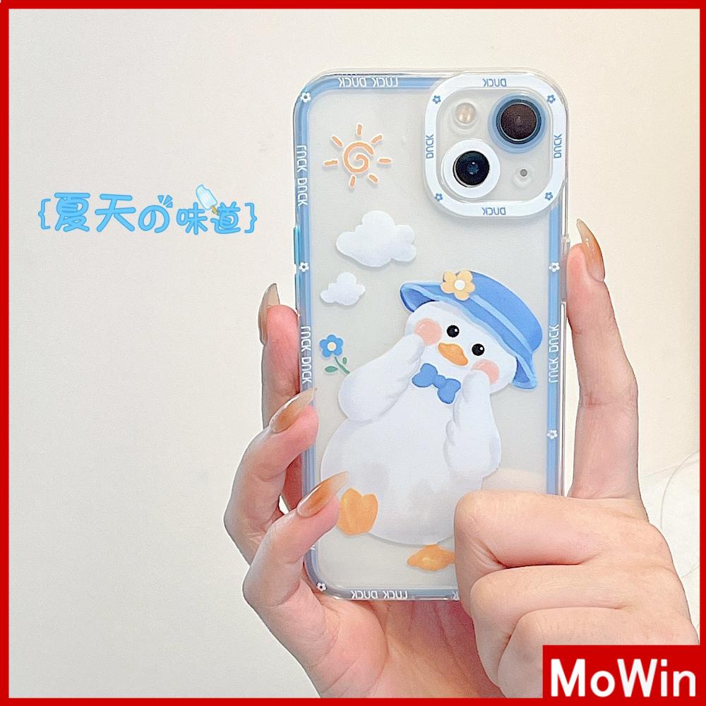 iPhone Case Silicone Soft Case Clear Case Square Edge Shockproof Protection Camera Cartoon Duck Cute Compatible For iPhone 11 iPhone 13 Pro Max iPhone 12 Pro Max iPhone 7 Plus xr