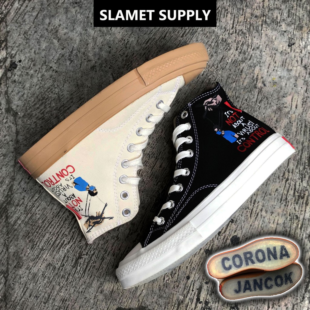 NOBRANDS FOOTWEAR CORONA JANCOK TPS NEW NORMAL BLACK WHITE WHITE GUM PARCHMENT jancuk nobrand