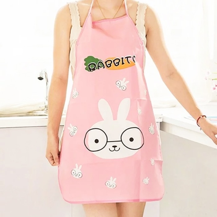 Apron Masak Celemek Karakter Plastik / Cooking Apron Korea / Perlengkapan Dapur Restoran Elephant X