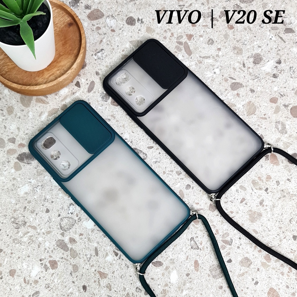 VIVO V20 SE | Soft Hard Case lanyard slide camera protector sliding tali gantungan