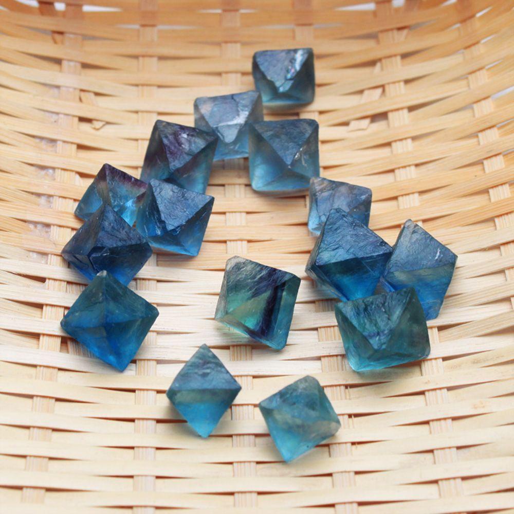 [Elegan] Biru Fluorite Rock Quartz Fluorite Aksesori Octahedron Perhiasan Kasar Mineral