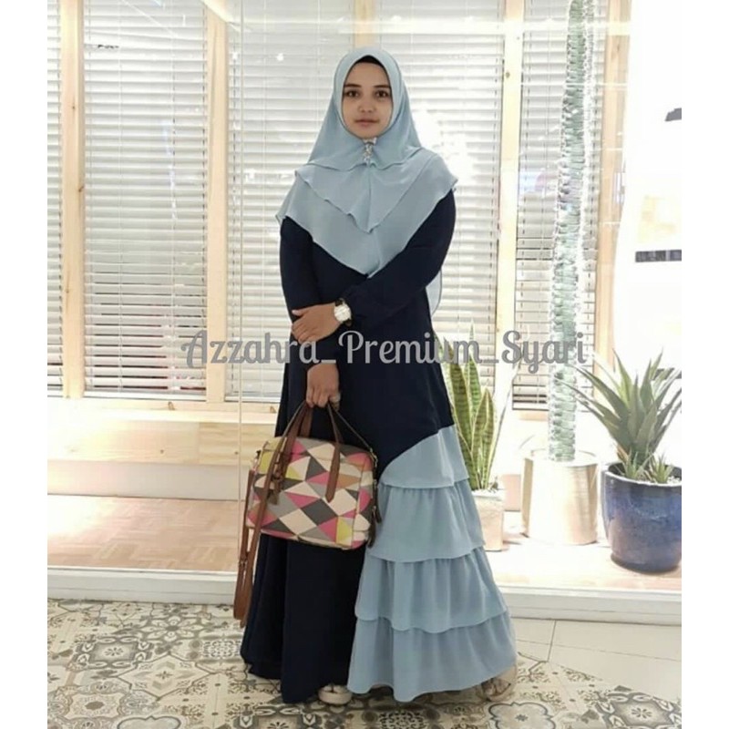 Preloved dress only azzahra premium syari navy blue