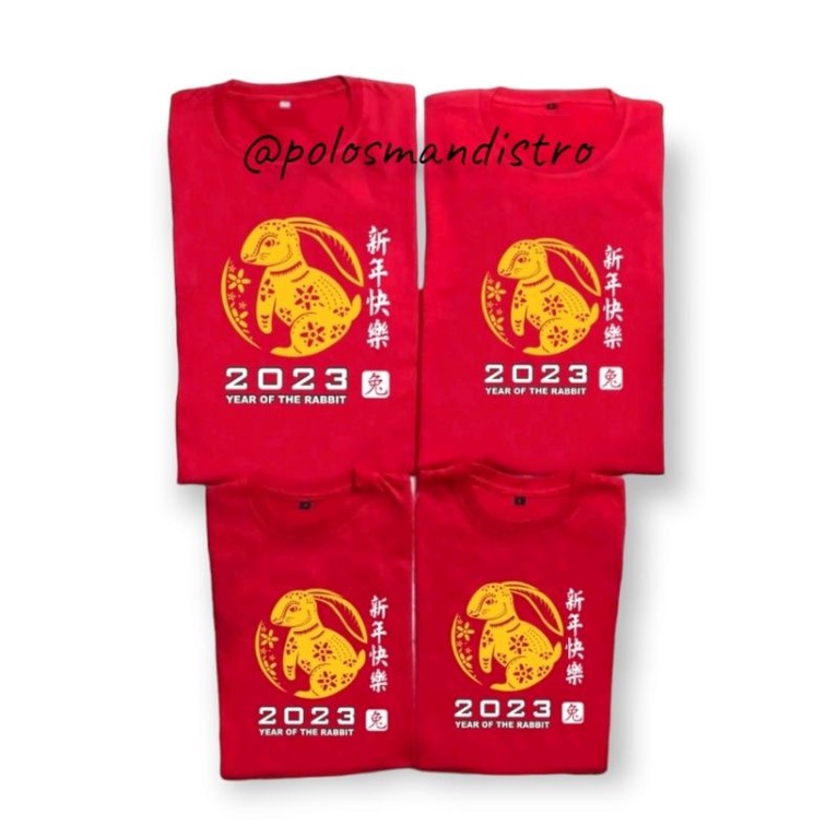 kaos imlek / baju imlek tshirt Happy new year chinese 2023/ kaos imlek tahun kelinci BISA COUPLE ANA