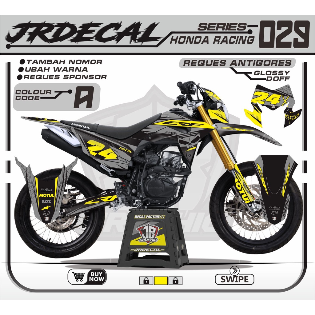 (BISA COD) Decal Honda CRF 150L Full Body Desain Simpel Minimalis Tengkorak Piston-DEKAL CRF 150L HI