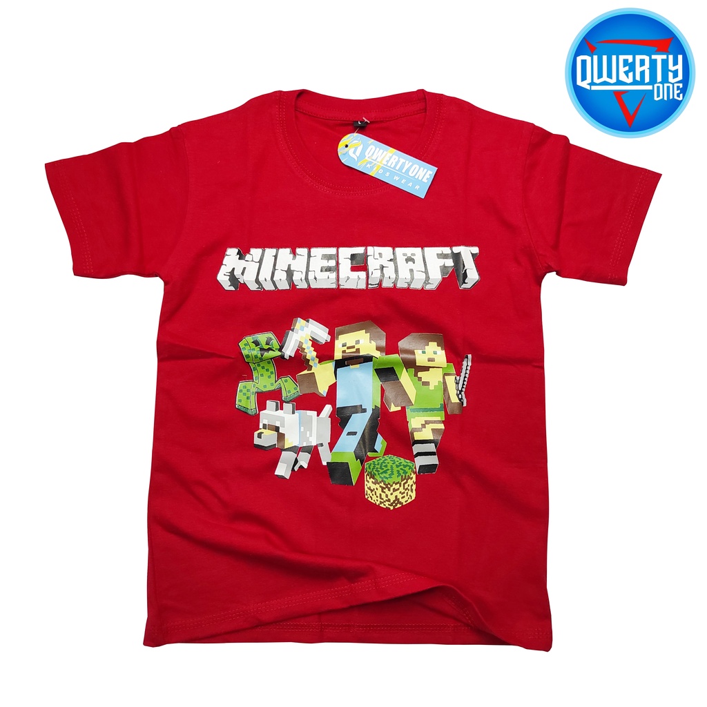 KAOS ANAK LAKI LAKI MINECRAFT MERAH 1-12 TAHUN