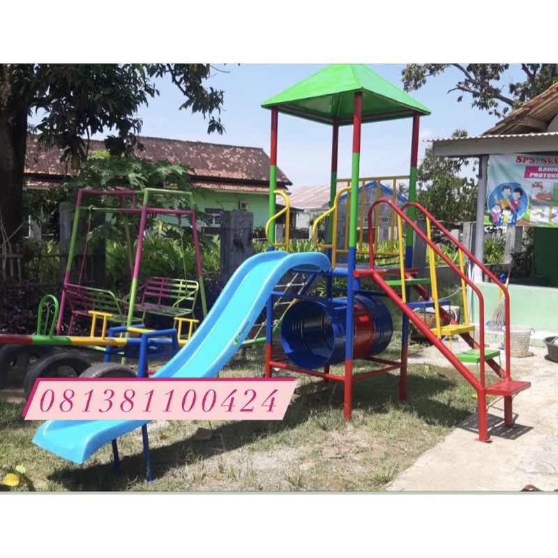 rumah perosotan dengan jaring laba dan terowongan playground anak free ongkir jkt