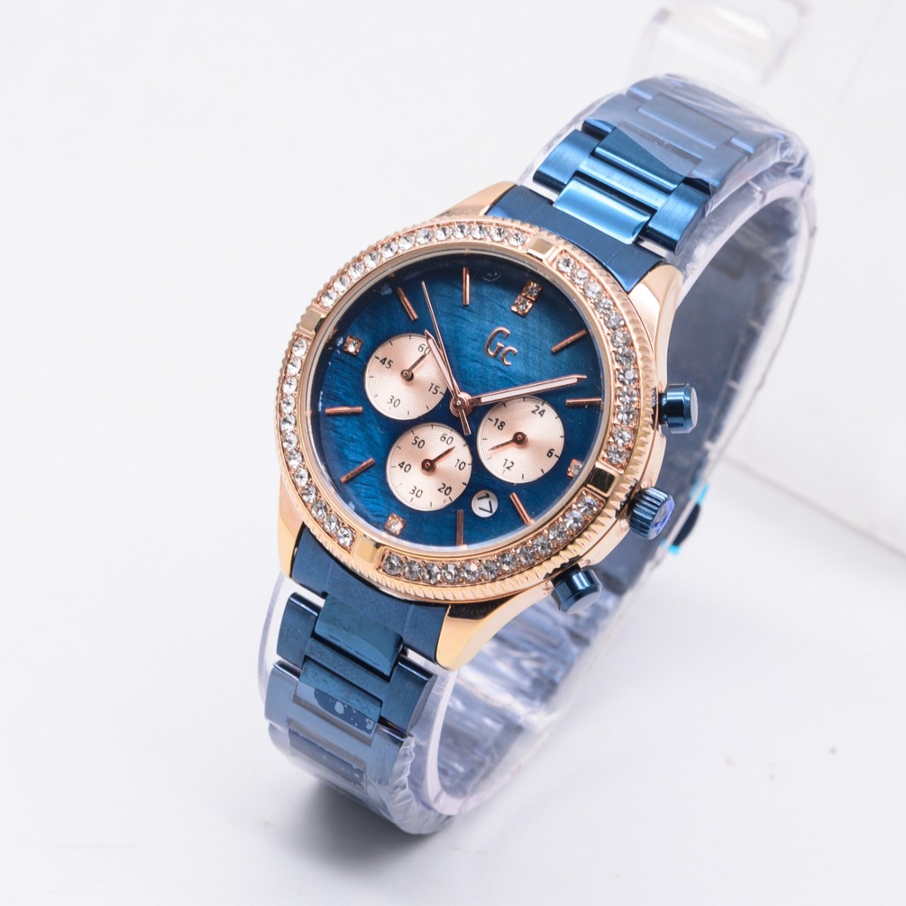 Jam Tangan Wanita Fashion H31206B Tali Rantai Tanggal Chronograph Aktif Free Box &amp; Baterai