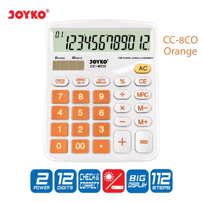 

Calculator / Kalkulator Joyko Cc-8Co / 12 Digits / Check Correct