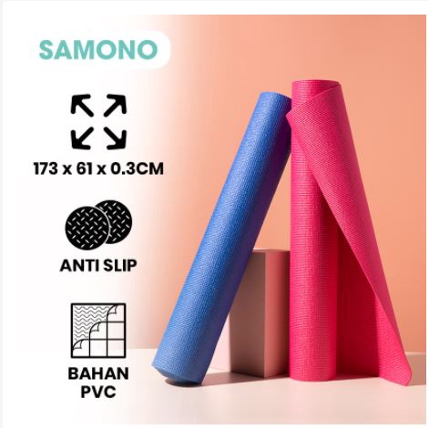 Samono Matras Yoga Mat Ketebalan 6mm Anti Selip 2 Sisi Senam Yogamat Karpet Fitness Tahan Tekanan Matras Alas Olahraga Bahan PVC SYM10