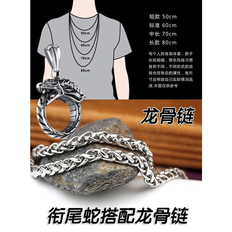 Hip hop pria kalung Ouroboros cincin liontin gaya Korea hipster cincin sweter rantai titanium baja l