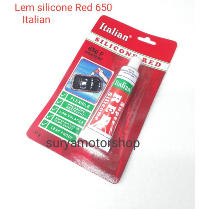 

LEM SILIKON RED 650 LEM PACKING SILICONE MERAH ANTI PANAS 30GRAM