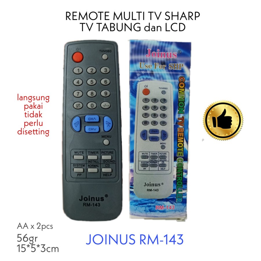 REMOTE UNIVERSAL TV TABUNG SHARP MULTI JOINUS RM-143