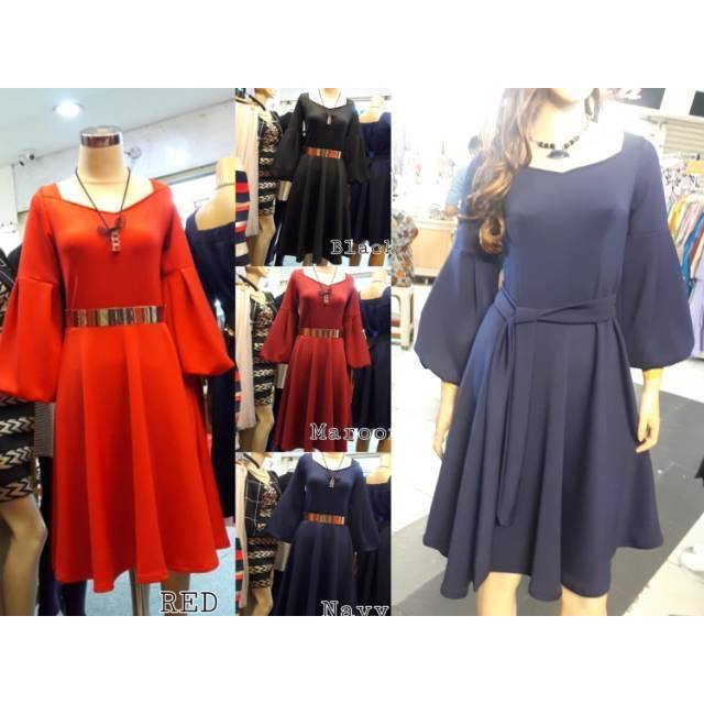 Dress sabrina scuba import korea bisa jumbo big size