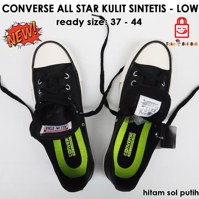 promo converse all star kulit sintetis low - hitam putih / sepatu unisex terbaru