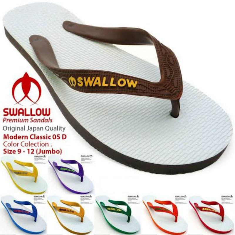 Swallow Putih 9-12 / Sandal Jepit Karet Size Jumbo / Sandal Wudhu / Sandal Jepit Karet