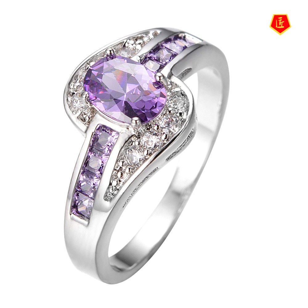 [Ready Stock]Fashion Blue Crystal Diamond-Studded Ring