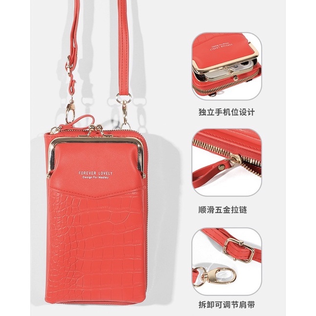 TI 3108 - TAS SELEMPANG WANITA IMPORT MURAH TAS HP FOREVER YOUNG LOVELY KOREAN BAGS - H