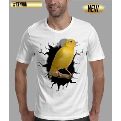 Jual kaos 3d kicau burung kenari t shirt kicau mania burung kenari putih Diskon