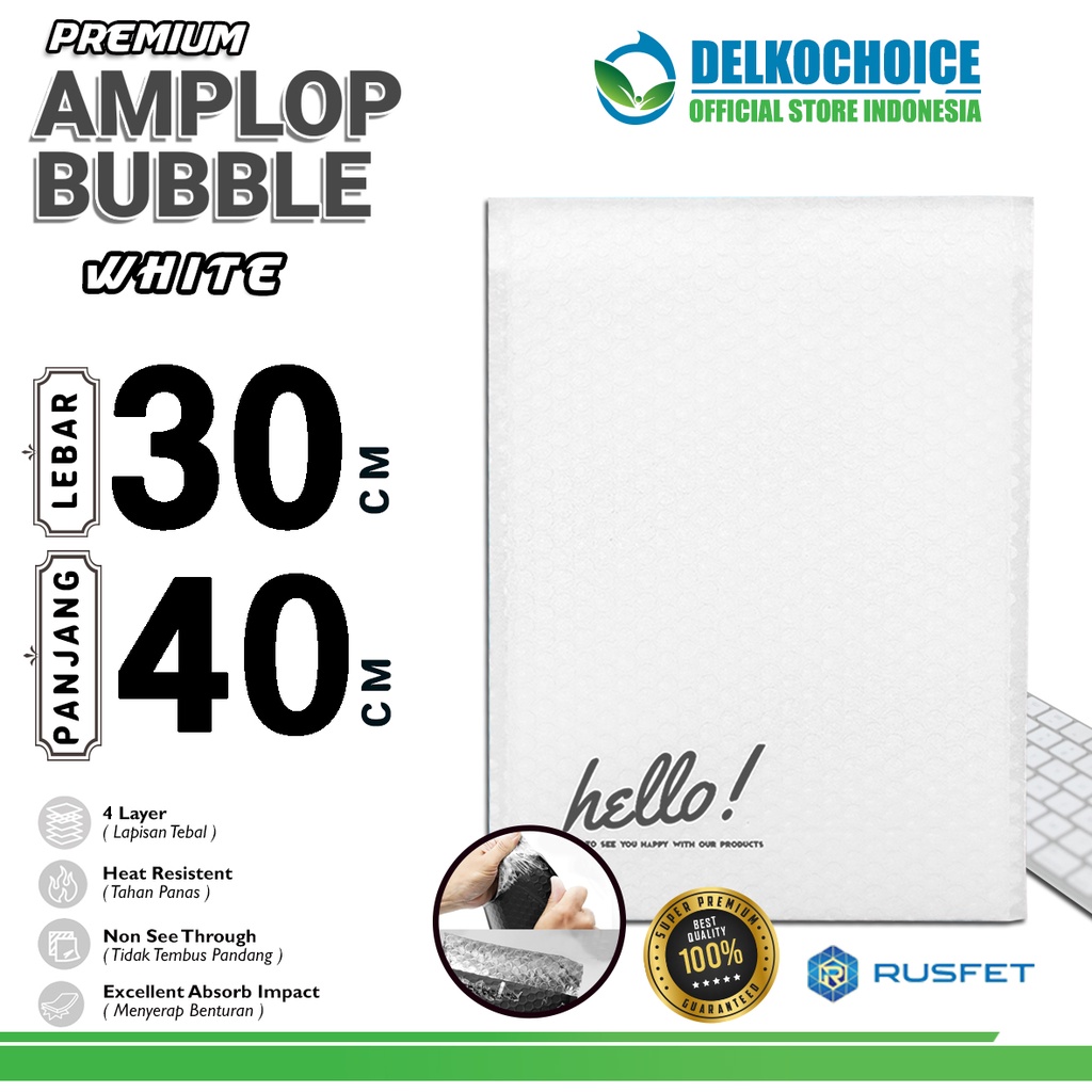 

Amplop Bubble Mailer WHITE 30x40cm Bubblewrap PUTIH Packing Online Envelope Rusfet PREMIUM / SATUAN