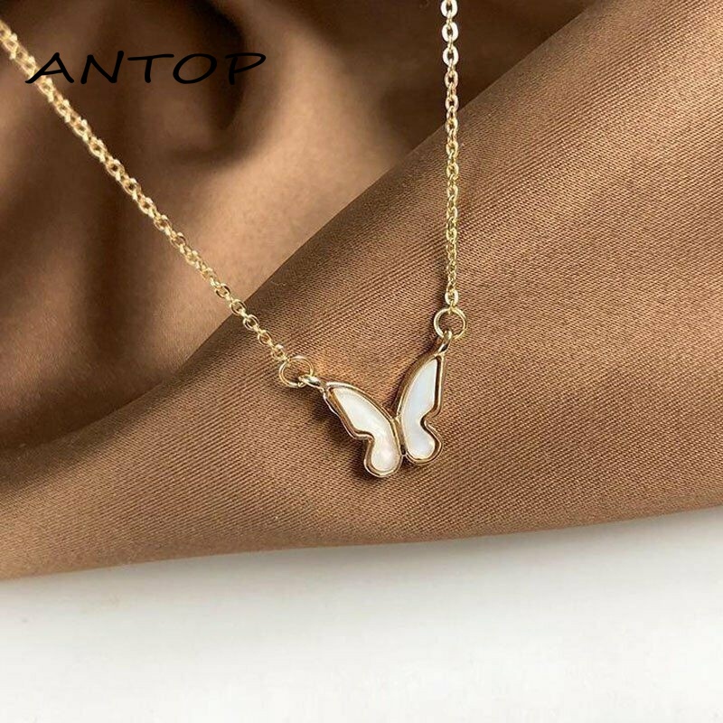 Korea Kalung Kupu-kupu Manis Warna Kalung Fashion Liar Necklace ANTOP