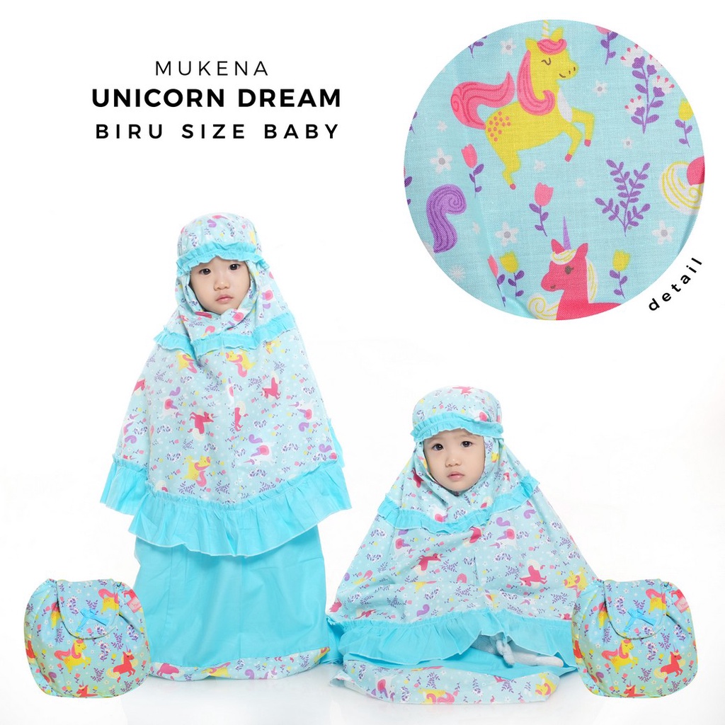 [CO 1K] - Mukena Anak Unicorn Dream Biru Size Baby