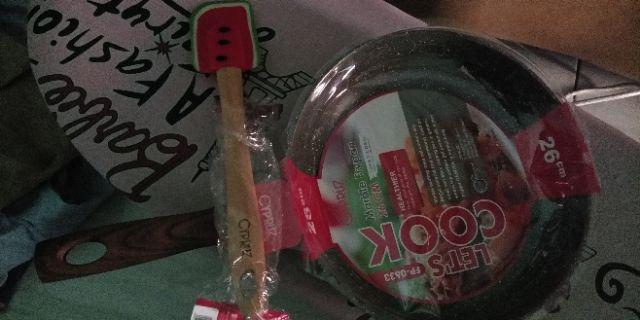 Fp0633 26cm Cypruz Fry Pan Kayu Marble Teflon Induksi