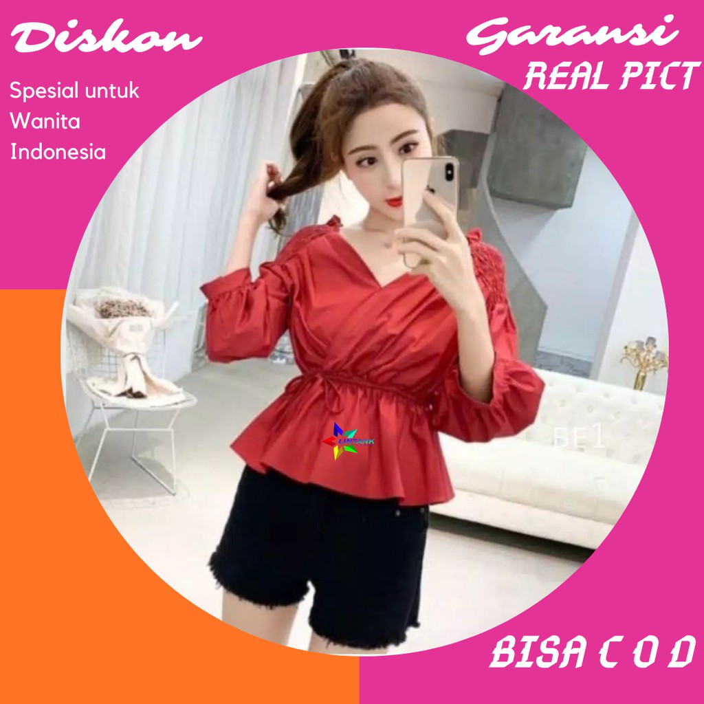BAJU ATASAN WANITA TERBARU Blouse Bluse Wanita Import Blus Remaja Kekinian Korea Murah Casual 2020