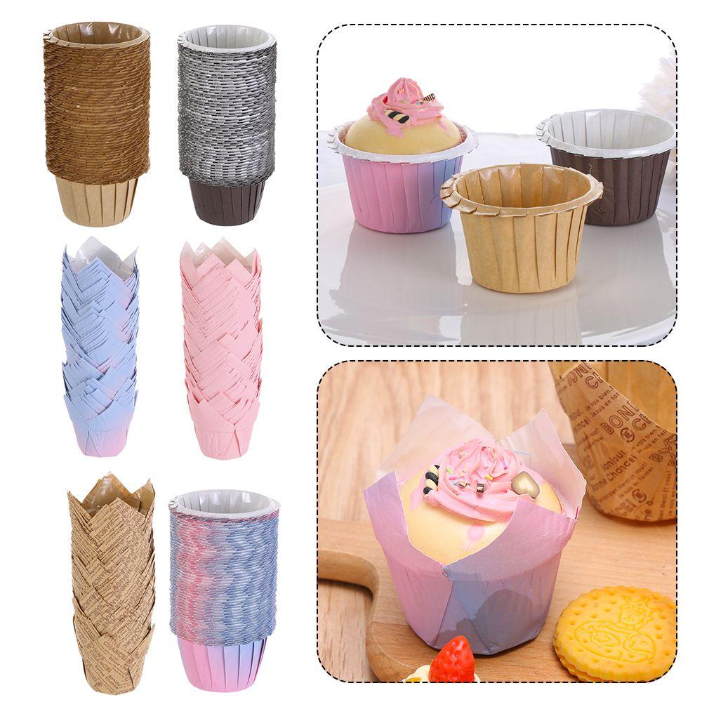 Populer 50pcs Cake Muffin Cups DIY Bakeware Cake Tray Cupcake Liners