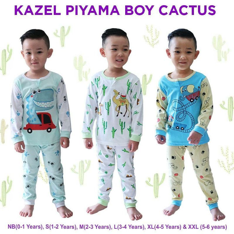 3 Setel KAZEL Piyama Anak | Baju Tidur Bayi / Anak | Setelan Panjang