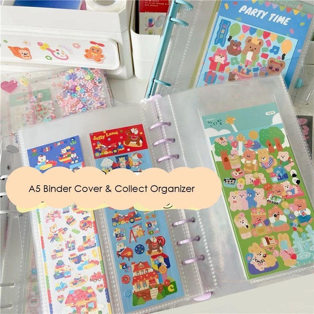 Lanfy Stiker Album Stationary Agenda Transparan DIY Stiker Organizer Koleksi Kartu Binder Notebook